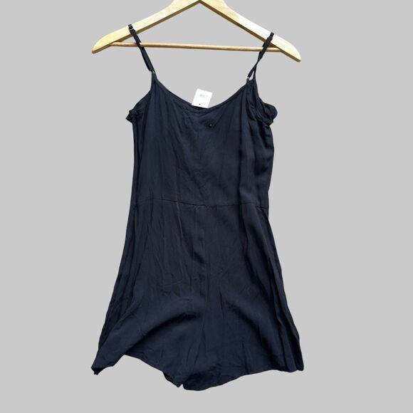 Abercrombie & Fitch Ruffle Romper Black XS Micro Short Spaghetti Strap Travel - Picture 10 of 14